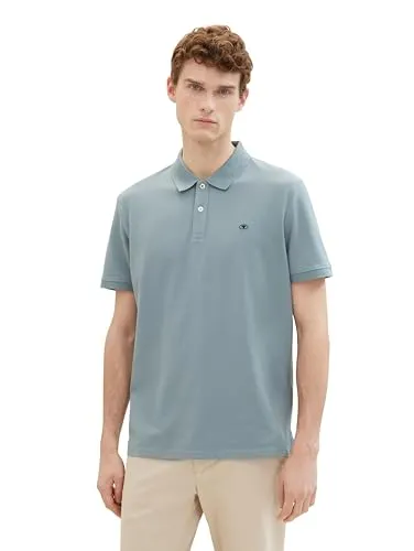 TOM TAILOR Herren Basic Piqué Poloshirt, 27475 - Grey Mint, XL