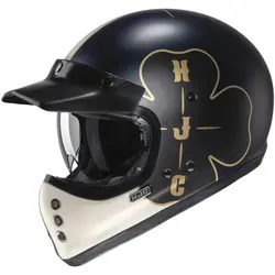 HJC V60 Solid Ofera Motorrad Helm Gr. S - Vintage schwarz-beige-gold matt - Motorradhelm der Kategorie Vintage mit optimaler Belüftung und Straßenzulassung. Ideal für alle Jahreszeiten, inklusive Aufbewahrungstasche.