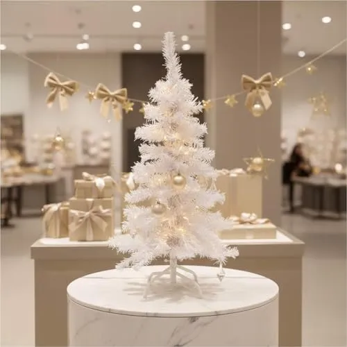 Gravidus künstlicher Weihnachtsbaum 90 cm in Weiß mit Metallfuß - Künstlicher Weihnachtsbaum, wiederverwendbar und pflegeleicht. Genießen Sie eine saubere Weihnachtszeit ohne Nadeln und profitieren Sie von der einfachen Montage und kompakten Lagerung.