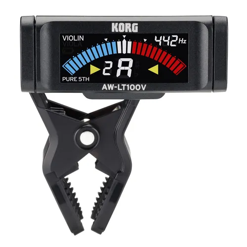 Korg AW-LT100V - Clip-On Tuner für Geige und Bratsche - Stimmgerät für Geige und Bratsche mit hellem LC-Display und extremer Batterielaufzeit von bis zu 100 Stunden. Ideal für präzises Stimmen unterwegs!