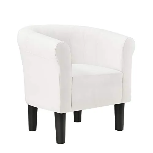 [en.casa] Weißer Kunstleder Sessel 70x70x58cm - Ohren- & Armlehnensessel mit elegantem Design und exzellentem Sitzkomfort. Ideal für stilvolle Wohnräume und entspannte Stunden.