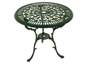 DEGAMO Bistrotisch in Jugendstil Optik - Kaffeetisch aus wetterfestem Aluminiumguss, 70cm Durchmesser, ideal für den Außenbereich mit nostalgischem Design und ausgleichbaren Füßen für Unebenheiten.
