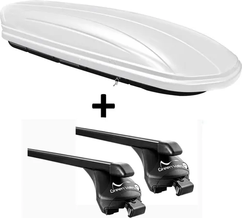 Dachbox VDPMAA320W 320 Liter für Dacia Duster 2014-2017 mit Relingträger - Komplettset aus abschließbarer Dachbox und Relingträger für Dacia Duster 2014-2017. Bietet 320 Liter Stauraum, hohe Sicherheit durch Zentralverriegelung und perfekte Aerodynamik für stressfreies Reisen.