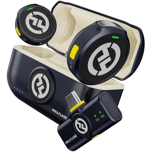 Hollyland Lark M2 Wireless Lavalier Mikrofon - Kabelloses Lavalier-Mikrofon für Android und iPhone 15 mit 48kHz/24 bit Hi-Fi Audio, 30 Stunden Akkulaufzeit und intelligenter Geräuschunterdrückung für kristallklare Aufnahmen.