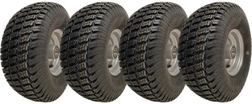 15x6.00-6 Grass Lawnmower Wheels 4ply P332 Tyre on Rim 20mm Bearings (Set of 4)