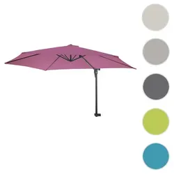 Wandschirm Casoria - Neigbarer Ampelschirm für Balkon und Terrasse - Sonnenschirm mit 3m Durchmesser, witterungsfestem Polyester und stabiler Aluminium-Stahl-Konstruktion. Ideal für begrenzte Räume dank Wandmontage, spendet optimalen Schatten an sonnigen Tagen.