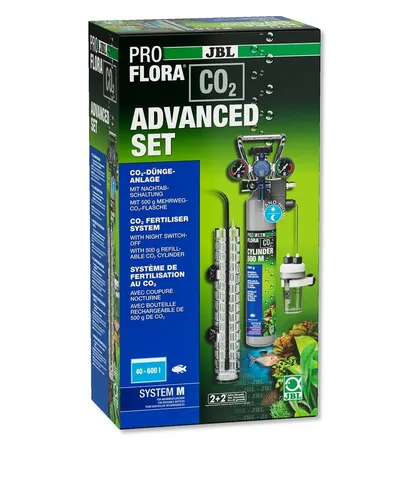 JBL PROFLORA CO2 ADVANCED SET M - CO2-Düngeanlagen-Komplettset für 40-600 l, inklusive Nachtabschaltung und TÜV-geprüfter CO2-Flasche für gesundes Pflanzenwachstum