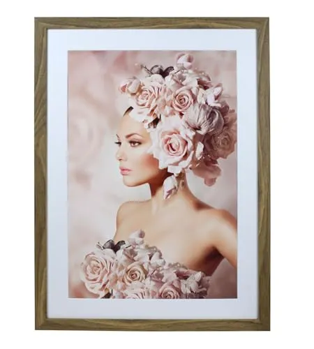 IDEAL TREND Bilderrahmen Holz Rahmen Plexi Acryl Collage Wanddeko Poster quadratisch S215: Farbe: Eiche | Format: 50x70