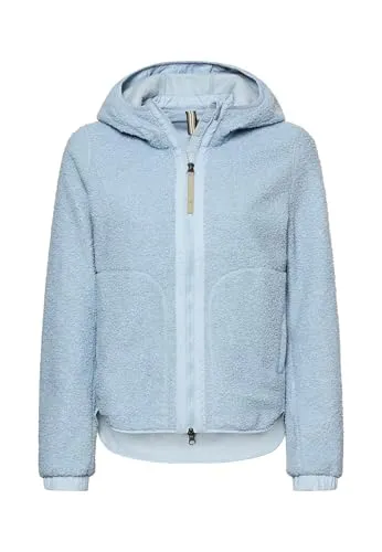 camel active Damen Polar-Fleecejacke mit Kapuze - Hellblau - Stylische Fleecejacke mit reflektierenden Details und Druckknopftaschen für sicheren Stauraum. Ideal für den Alltag und Freizeitaktivitäten. Relaxed Fit für optimalen Tragekomfort.