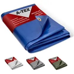 A-TEX® Schutzplane Abdeckplane Gewebeplane Plane mit Ösen 260 g/qm blau 3 x 4 m blau 3 x 4 m