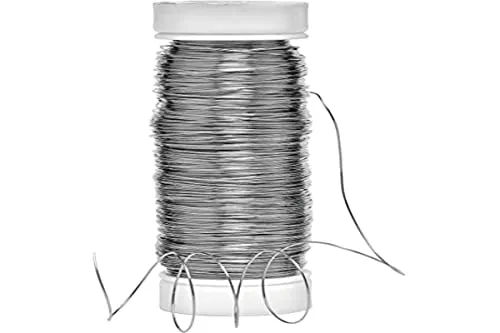 Rayher 2402500 Silberdraht mit Kupferkern, 0,30 mm ø, Kunststoffspule 100 m, nickelfrei, Silberdraht zum Basteln, Bindedraht, Wickeldraht, Schmuckdraht