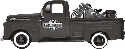 Maisto 2043053 32185 WLA Flathead -1942 + Ford F1 Pickup -1948 - Miniatur Motorfahrzeug-Modelle mit detailgetreuem Interieur und öffnenden Türen, perfekt für Sammler und Harley-Davidson-Fans.