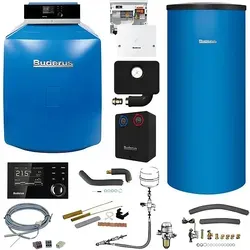 Buderus GB125 Logaplus Öl-Brennwert Heizungspaket K32 mit Regelung RC310, Mischermodul und Warmwasserspeicher SU 160, 22 kW