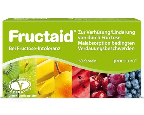 Fructaid 60 ST - Unterstützung bei Fructose-Intoleranz - Arzneimittel zur Linderung von Verdauungsbeschwerden bei Fructose-Malabsorption, enthält Glucose-Isomerase zur Umwandlung von Fructose in leicht resorbierbare Glucose.