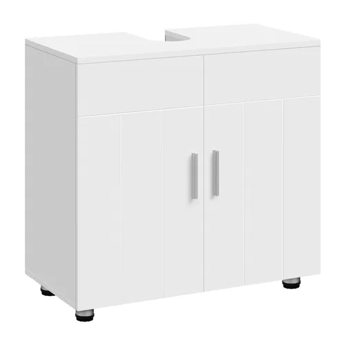 EUGAD Waschbeckenunterschrank Weiß 60x60x30 cm - Badezimmerschrank mit feuchtigkeits- und schimmelresistentem E1-MDF, verstellbare Trennwand für flexible Aufbewahrung und elegantes Design.