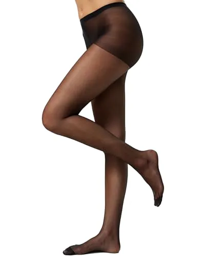 Nur Die Seidenfein 15 DEN Große Größen Fein-Strumpfhose seidig glänzende Optik Komfortbund Nylon Damen, schwarz, XL