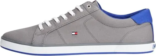 Tommy Hilfiger Herren Vulcanized Sneaker Schuhe, Grau (Steel Grey), 46 - Herren-Sneaker mit stilvollem Design aus leichtem Baumwoll-Canvas. Ideal für jeden Anlass, bieten sie optimale Passform und hohen Tragekomfort.