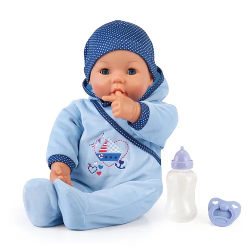 Bayer Design 94683AA - Funktionspuppe Hello Baby Boy 46 cm, mit Geräuschen und Zubehör für interaktives Spielen