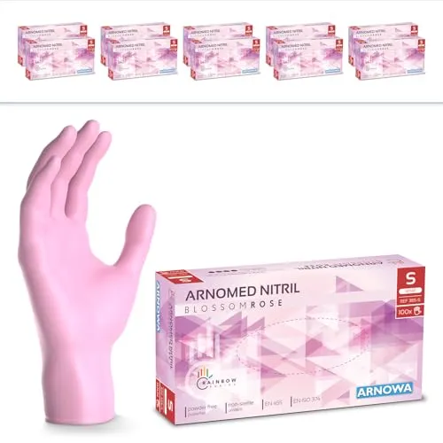 ARNOMED Einweghandschuhe Rosa (10x100 Stück) – Nitril Handschuhe für Hygiene & Pflege - Premium Einweghandschuhe aus Nitril: dicker, reißfester und puderfrei. Ideal für Hygiene- und Reinigungsarbeiten. 10 Boxen mit je 100 Stück – vielseitig einsetzbar und hautfreundlich.
