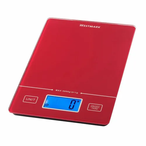 WESTMARK Küchenwaage Functiona – Digitale Präzisionswaage - Digitale Küchenwaage mit großer Glas-Wiegefläche (22 x 15,3 cm), ideal für präzises Abwiegen bis 5000 g, inklusive Tara-Funktion und beleuchtetem Display.