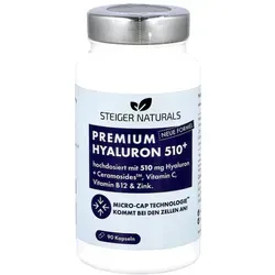 Steiger Naturals Hyaluronsäure Kapseln 54.73 g - Nahrungsergänzungsmittel mit hochdosierter, veganer Hyaluronsäure für optimale Wasserbindung und reibungslose Bewegungen. Einzigartige Micro-Cap Technologie sorgt für effektive Aufnahme.