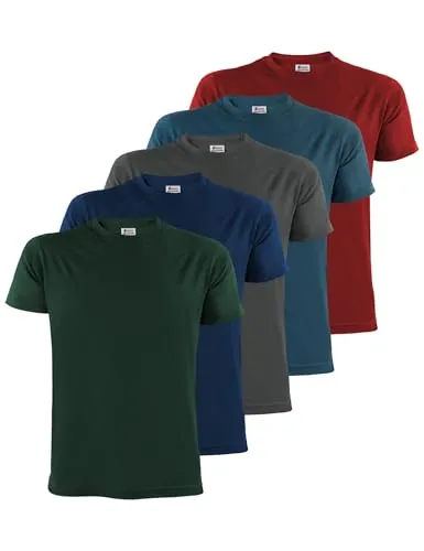 ALPIDEX Herren T-Shirts 5er Set Rundhals 100% Baumwolle Einfarbig Shirts Basic Shirt Kurzarm S M L XL XXL 3XL 4XL 5XL, Größe:XXL, Farbe:Earth