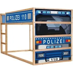 STIKKIPIX Möbelfolie IM210, (Möbel NICHT inkl) Polizeiauto Möbelsticker Hochbett KURA von IKEA blau