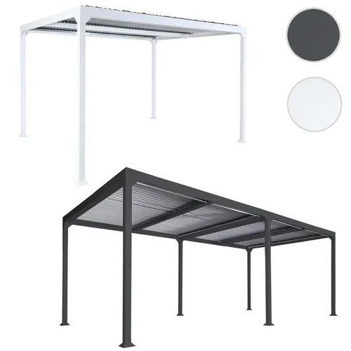 Alu Pergola HWC-L41 - Lamellen-Pavillon für Ihre Terrasse - Pavillon mit drehbarem Lamellendach für regulierbaren Schatten, aus pulverbeschichtetem Aluminium, modern und freistehend, ideal für entspannte Stunden im Freien.