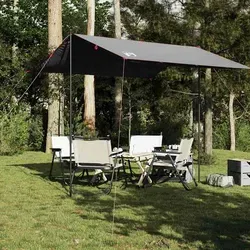 vidaXL Tarp Grau und Orange 300x294 cm - Campingzelt aus wasserdichtem Taft mit versiegelten Nähten für optimalen Regenschutz. Leicht und tragbar, ideal für Outdoor-Abenteuer.