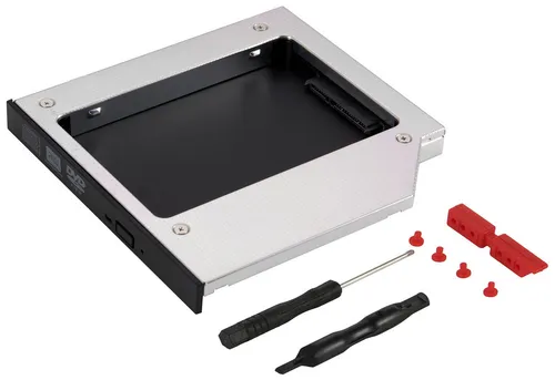 Poppstar Festplatten-Einbaurahmen Notebook Laufwerksrahmen/Laufwerksschacht für SSD/HDD, Höhe 12,7mm für 2,5" SSD/HDDs 7mm - 12,5mm, schraubenlose Montage