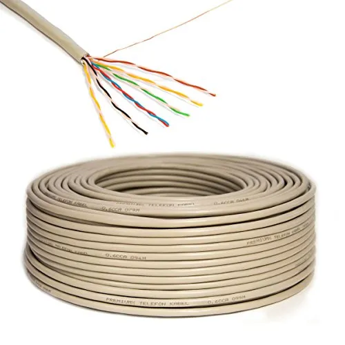 Premium X 100m Telefonkabel 6x2x0,6mm - Telefonkabel für Innen- und Außenbereich, witterungsbeständig und flexibel. Mit Aluabschirmung für störungsfreien Empfang und schnelle Datenübertragung.