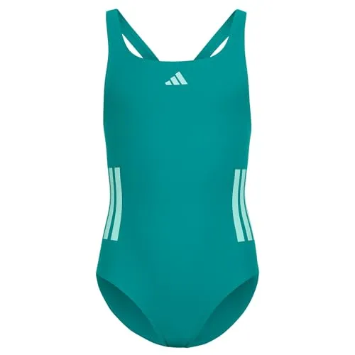 adidas Mädchen 3-Stripes C-Back Swimsuit Kids Swimwear, Equipment Green/Clear Mint, 7-8 Years