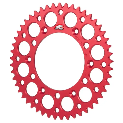 Renthal 520 Z.48 Ultra Light Kettenrad - selbstreinigend in Rot - Motorradzubehör mit CNC-gefrästem Kettenrad aus 7075 T-6 Aluminium, 66% leichter als Stahl und mit selbstreinigenden Schmutznuten für weniger Abnutzung.