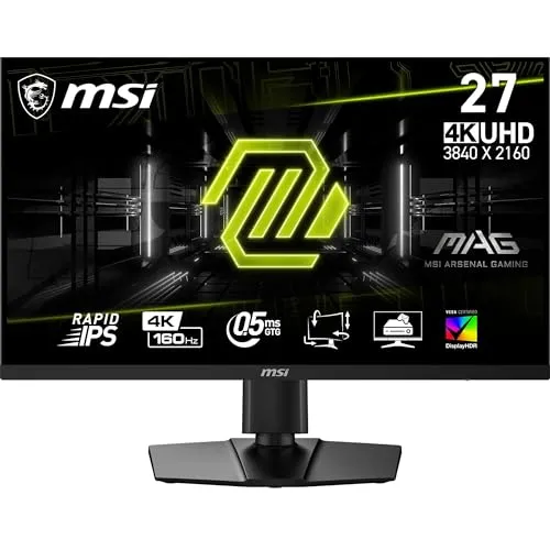 MSI MAG 274UPF E2 - 27 Zoll UHD Gaming Monitor, 3840 x 2160 Rapid IPS Panel mit 160 Hz und 0,5 ms Reaktionszeit, rahmenloses Design für ein immersives Gaming-Erlebnis
