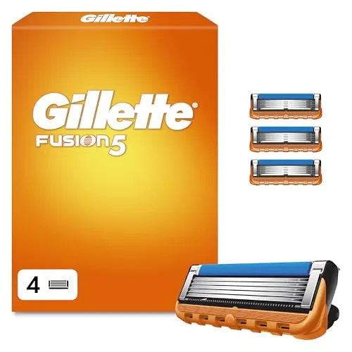 Gillette Fusion5 Systemklingen 4er - Nassrasierer mit 5 Anti-Irritations-Klingen für eine gründliche, langanhaltende Rasur und Präzisionstrimmer für schwer erreichbare Stellen.