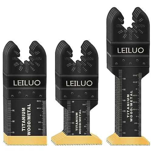 Titan Multitool Sägeblätter LEILUO 15 Stück oszillierende Werkzeugklingen für Nägel Holz verpackt in einer Aufbewahrungstasche Kompatibel mit Dewalt Makita Dremel und mehr