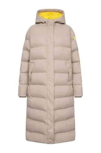 Derbe Wintermantel Beige - Größe 46 - Hochwertiger Wintermantel aus recyceltem Polyester, wasserdicht mit einer Wassersäule von 5.000 mm. Ideal für kalte Tage dank wärmeisolierender Eigenschaften und praktischen Reißverschlusstaschen.