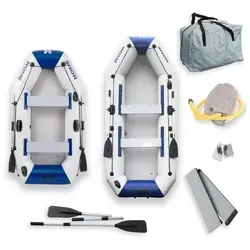 HOME DELUXE Schlauchboot PIKE Sport – 3-lagige Konstruktion mit Motor - Schlauchboot für bis zu 5 Personen, extra stark und aufblasbar, inklusive Motor, Paddel und Luftpumpe. Ideal für entspannte Ausflüge auf dem Wasser.
