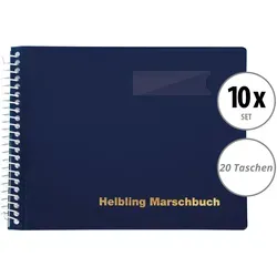 Helbling BMB20 Marschbuch blau - 10er Set - Torwarthandschuhe, 10 flexible Notenbücher mit bruchsicherer Spirale und blendfreien Klarsichthüllen, ideal für Musiker unterwegs.