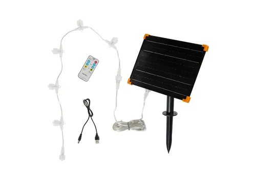 Lights4fun LED-Dekofigur Solar Panel für 24V Bicolor LED Rentiere - Beleuchte deine 24V Bicolor LED Rentierfigur mit unserem praktischen Solarpanel. Enthält Akku, Erdspieß, Verbindungskabel und Fernbedienung für einfache Steuerung und individuelle Lichteinstellungen. Perfekt für stimmungsvolle Gartendeko!
