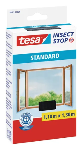 Tesa Fliegengitter Insect Stop Standard, 130 x 150 cm, weiß - Praktisches Fliegengitter mit selbstklebendem Klettband für einfache Montage. Ideal für Fenster, passt sich individuell an. Waschbar bis 30°C für langfristige Nutzung.