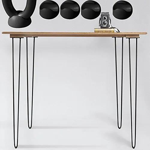 Melko Hairpin Legs 4 Stück – Robuste Tischbeine aus 12mm Stahl, Höhe 71 cm - Schutzkappen für Möbel – Hochwertige Hairpin Legs im Industriedesign bieten maximale Stabilität und einen modernen Look für DIY-Möbel. Inklusive Bodenschoner zum Schutz empfindlicher Böden.