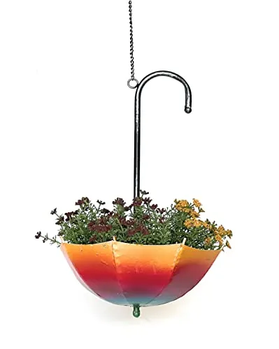 DanDiBo Blumenampel Metall Hängeampel mit Topf Innen Außen Regenschirm Hängepflanzen 57 cm 96258 S Pflanzenhänger Blumenhänger Topfhänger Blumen
