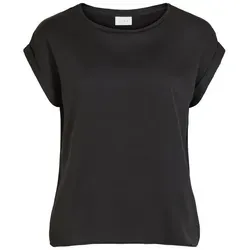 Shirtbluse "VIELETTE" - Glänzendes Satin-Oberteil in Schwarz, Gr. 40 - Elegante kurzarm Bluse von Vila mit schimmerndem Satin-Vorderteil. Ideal für schicke Anlässe, bietet sie Komfort und Bewegungsfreiheit durch geschmeidigen Jersey.