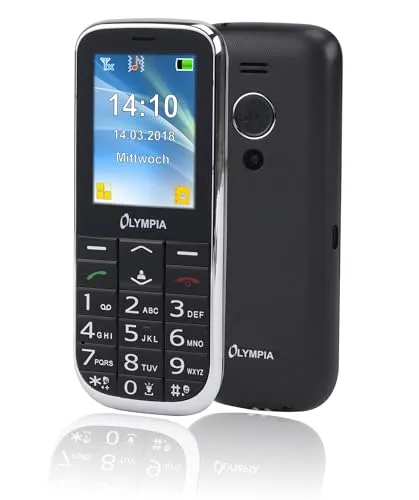 Olympia Mobiltelefon Joy II schwarz mit extragroßen Tasten - Rauchmelder mit einfacher Bedienung, ideal für Senioren oder Menschen mit eingeschränkter Sehkraft dank der großen Tasten.