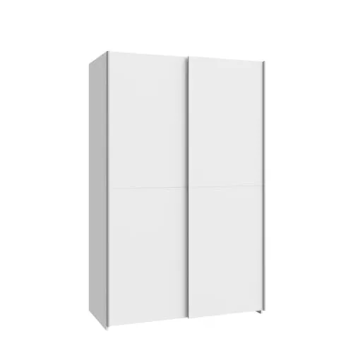 DEINE TANTE EMMA SHMS62231-120 Schiebetürenschrank - Kleiderschrank mit modernen Schwebetüren in Weiß, ca. 121 x 191 x 62 cm, bietet praktische Innenausstattung mit Kleiderstange und Einlegeboden – ideal für platzsparende Lösungen.