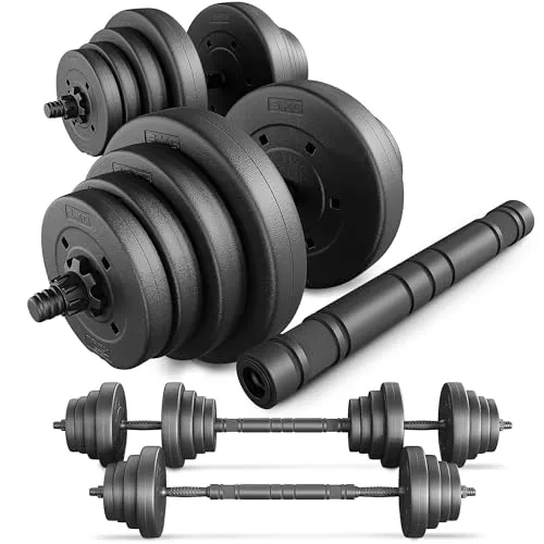 TREX SPORT Hantelset 40kg | 2in1 Kurzhanteln & Langhantel - Vielseitiges Fitnessgerät für Zuhause: Verstellbar, platzsparend und ideal für Anfänger und Fortgeschrittene. Mit verschiedenen Gewichtsscheiben für individuelles Training.