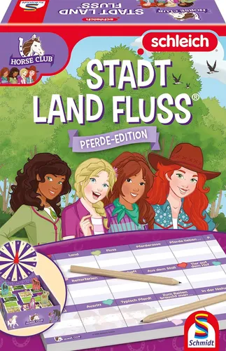 Schmidt Spiele 40649 Horse Club - Stadt Land Fluss Kinderspiel, pferdestarkes Familienspiel für 2-4 Spieler ab 7 Jahren, Spielspaß in nur 20 Minuten