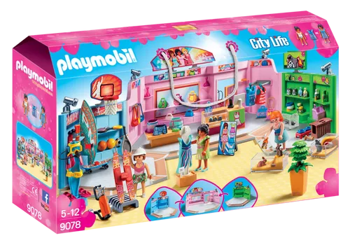 PLAYMOBIL City Life SHOPPING CENTER - Geschäft Laden FACHGESCHÄFT - Sonstige Kategorie mit Set-Nummer 9078, inklusive Modeboutique und Zoohandlung für kreatives Spielen und Sammeln.