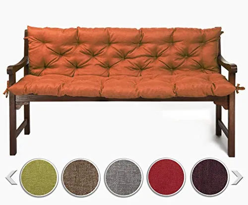 sunnypillow Bankauflage 180 x 50 cm - Bequeme Stuhlkissen für Gartenbänke - Hochwertige Bankauflage in Orange, ideal für Gartenbänke und Hollywoodschaukeln. Wasserabweisend, pflegeleicht und mit extra dickem Schaum für höchsten Komfort.